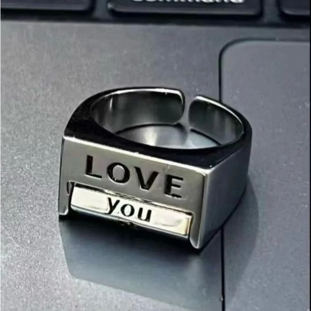 Adjustable Rotating Message‎ Ring – “LOVE” Top with Spinning Word Block  new